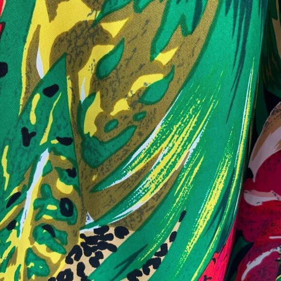 Vintage Carol Anderson Maxi Dress Women's Size 12 Belted Colorful Tropical Print - Picture 9 of 11